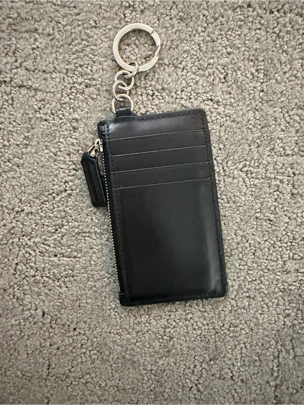 Gucci Black Embossed Leather Card Pouch with Green & Red Stripe